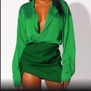 green two tone dress